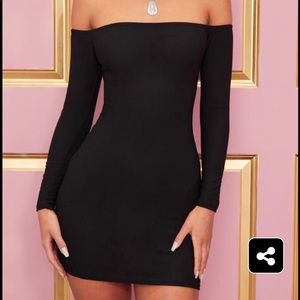Off shoulder black mini dress